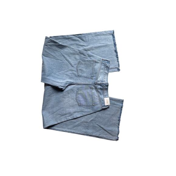 Express Wide Leg Jeans Size 31 Light Wash Raw Hem Y2K Vintage Denim - Picture 16 of 16